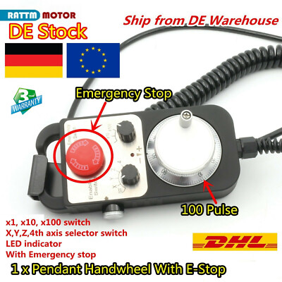 DE Universal 5V 6 Axis MPG Pendant Handwheel E-Stop for CNC Router/Siemens/FAGOR