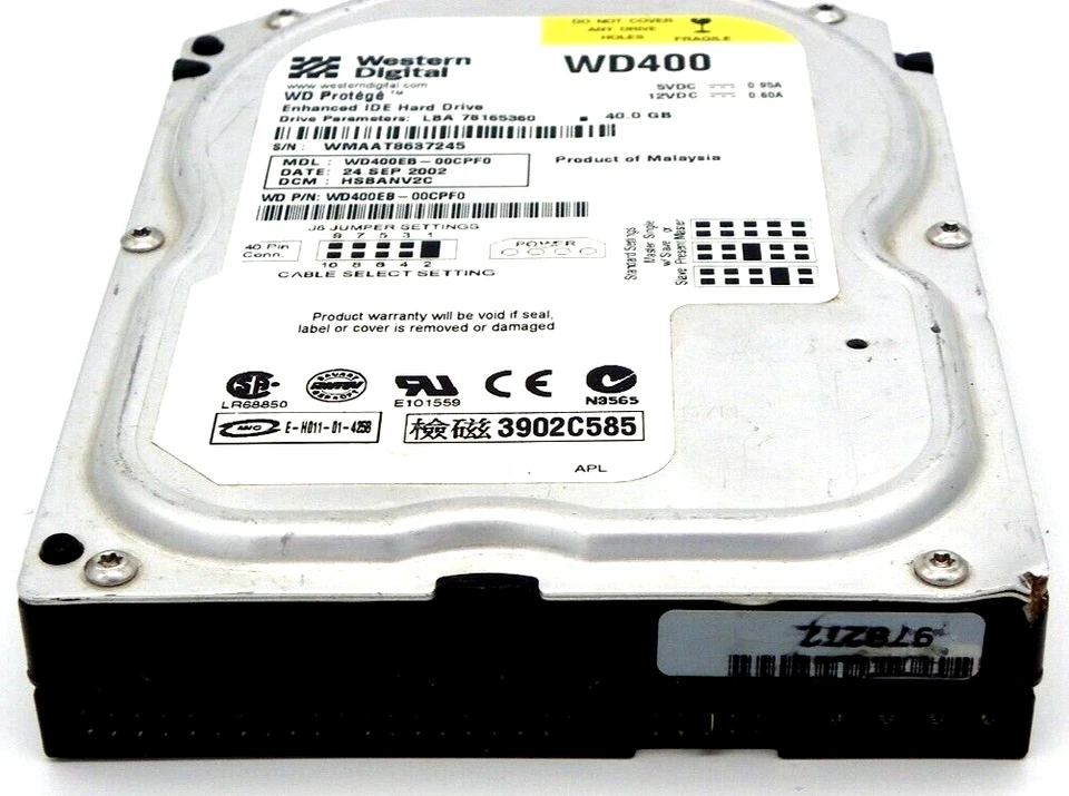 Western Digital 40GB Internal Desktop Hard Drive 5400RPM 3.5" WD400EB-00CPF0 HDD - Image 2 of 4