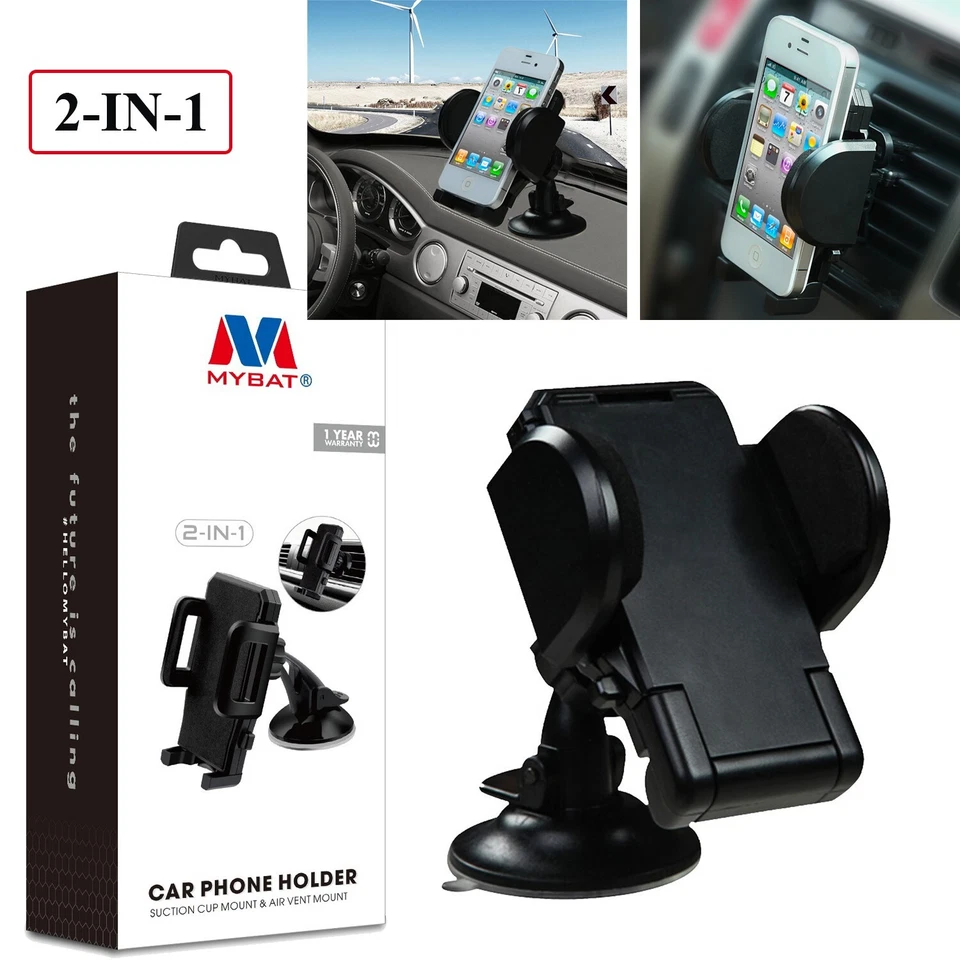 2-in-1 Car Mount Phone Holder Dashboard Suction Mount & Air Vent Phone Holder - Image 2 of 4