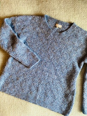 Fat Face Blue Cable Knit Wool Blend 