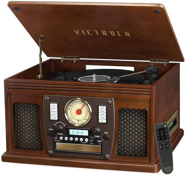Victrola VTA-600B-ESP 8-in-1 Nostalgic Record Player with Turntable - Espresso for sale online 