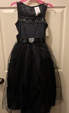 Girls Light Up Twinkle Black Princess Queen Costume W/ Shawl Tiara Med 8 10