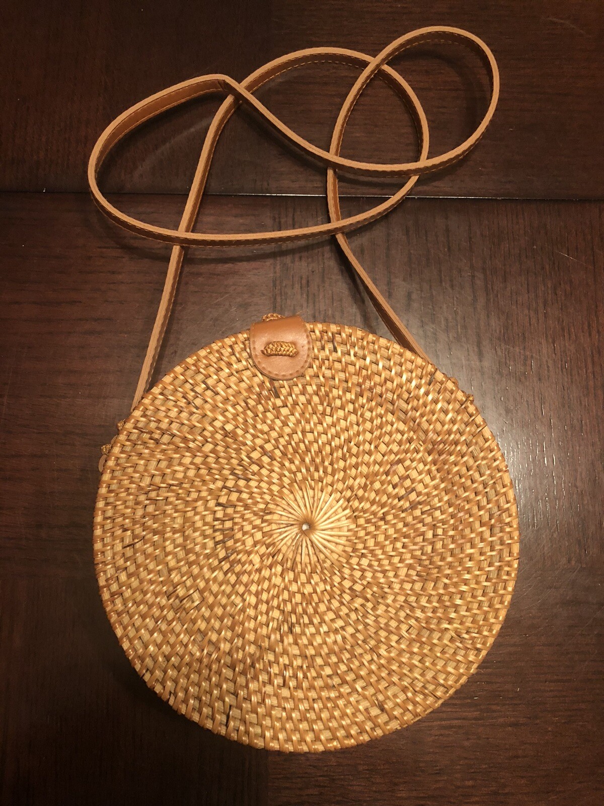 Womens Wicker Crossbody Purse, Round Canteen Shoulder… Gem