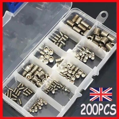 ETOPDEAL-5A 200pcs Steel Allen Head Socket Hex Grub Screws for Door Handles Headless Bolt