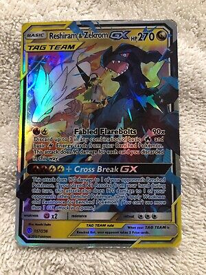 Reshiram & Zekrom GX TAG TEAM Ultra Rare 157/236 Pokemon SM Cosmic Eclipse  NM