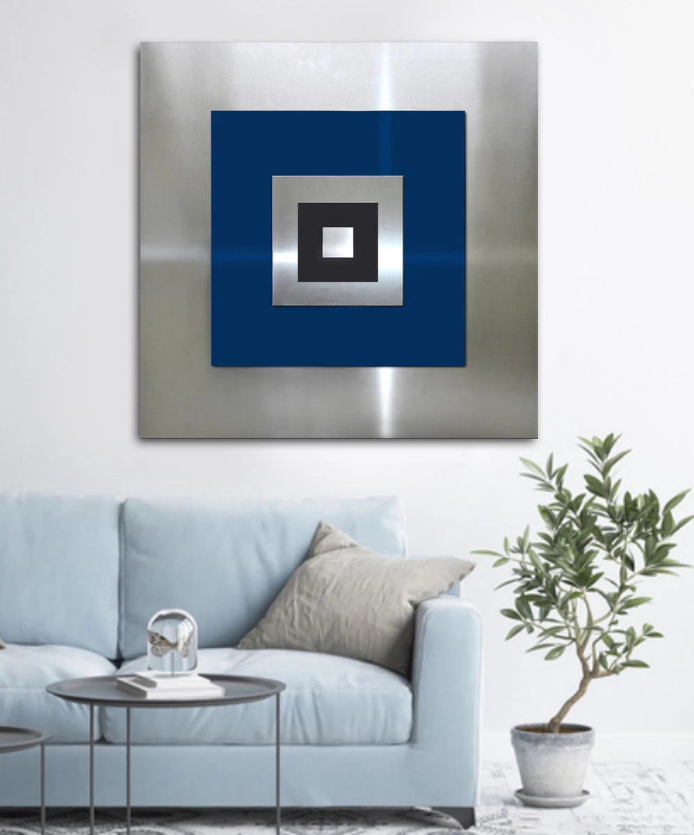 Arte Astratta Su Tela 4 Pezzi | Quadro Moderno Nero Blu Grigio | Decorazione Parete Soggiorno