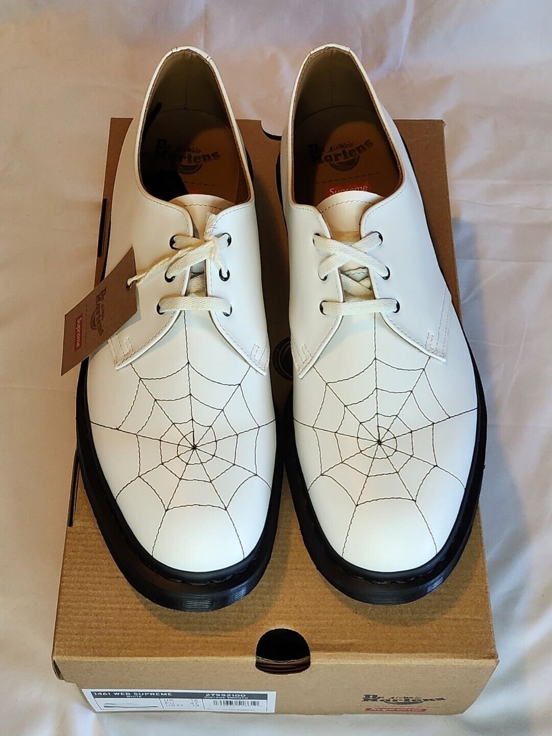 Supreme x Dr Martens Spiderweb 3-Eye - Mens Size 13 - White Black Dress  Shoes