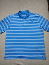Champion Shirt Mens Large Blue White Striped Golf Polo Shirt Golfing Rugby