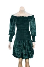 Rhode Resort Smoke Dress S Women Casual Partywear Off Shoulder Velvet NEW 23345