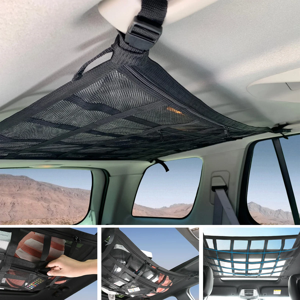 Car Interior Ceiling Cargo Net Top Storage Mesh Pouch for SUV Camping Trunk  Van