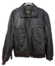 Vintage Cooper Leather Bomber Flight Jacket Mens 44 Brown Distressed Grunge Moto