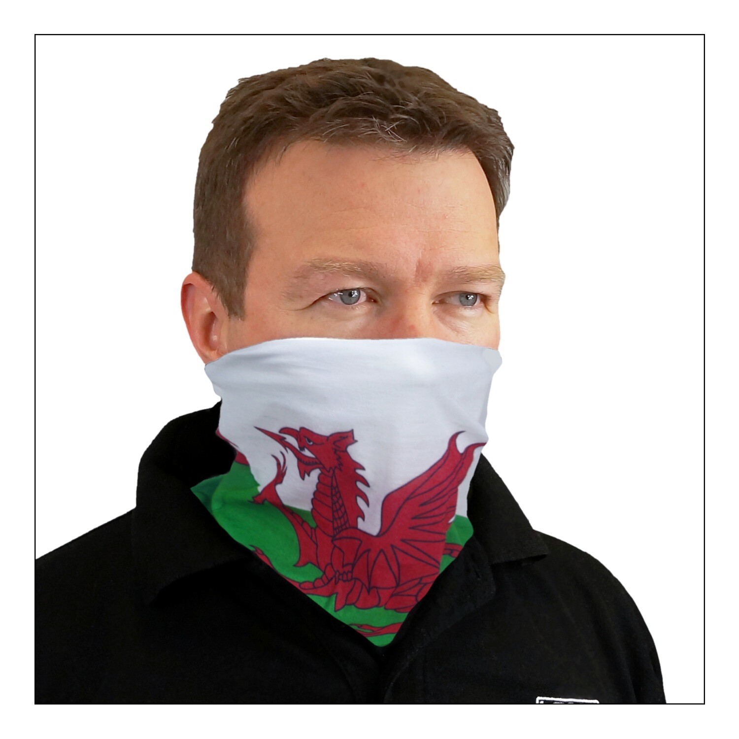 Lomo Wales Tube Scarf - Welsh Flag, Wales, Baner Cymru, Y Ddraig Goch Headover