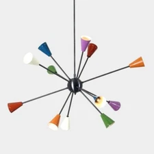 Mid Century 12 Arm Brass Sputnik Chandelier Handmade Brass hanging Light Fixture