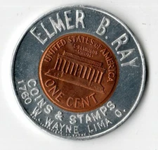 Encased Penny Elmer B. Ray Lucky Coin 1959