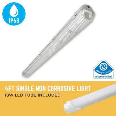 RED ARROW 4FT SINGLE LED WEATHERPROOF IP65 BATTEN LIGHT WITH 18W DAYLIGHT WHITE LED TUBE