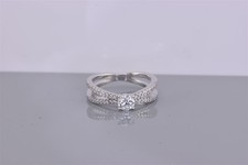 Sterling Silver Cubic Zirconia Solitaire Accented Crossover Band Ring 925 Sz: 8