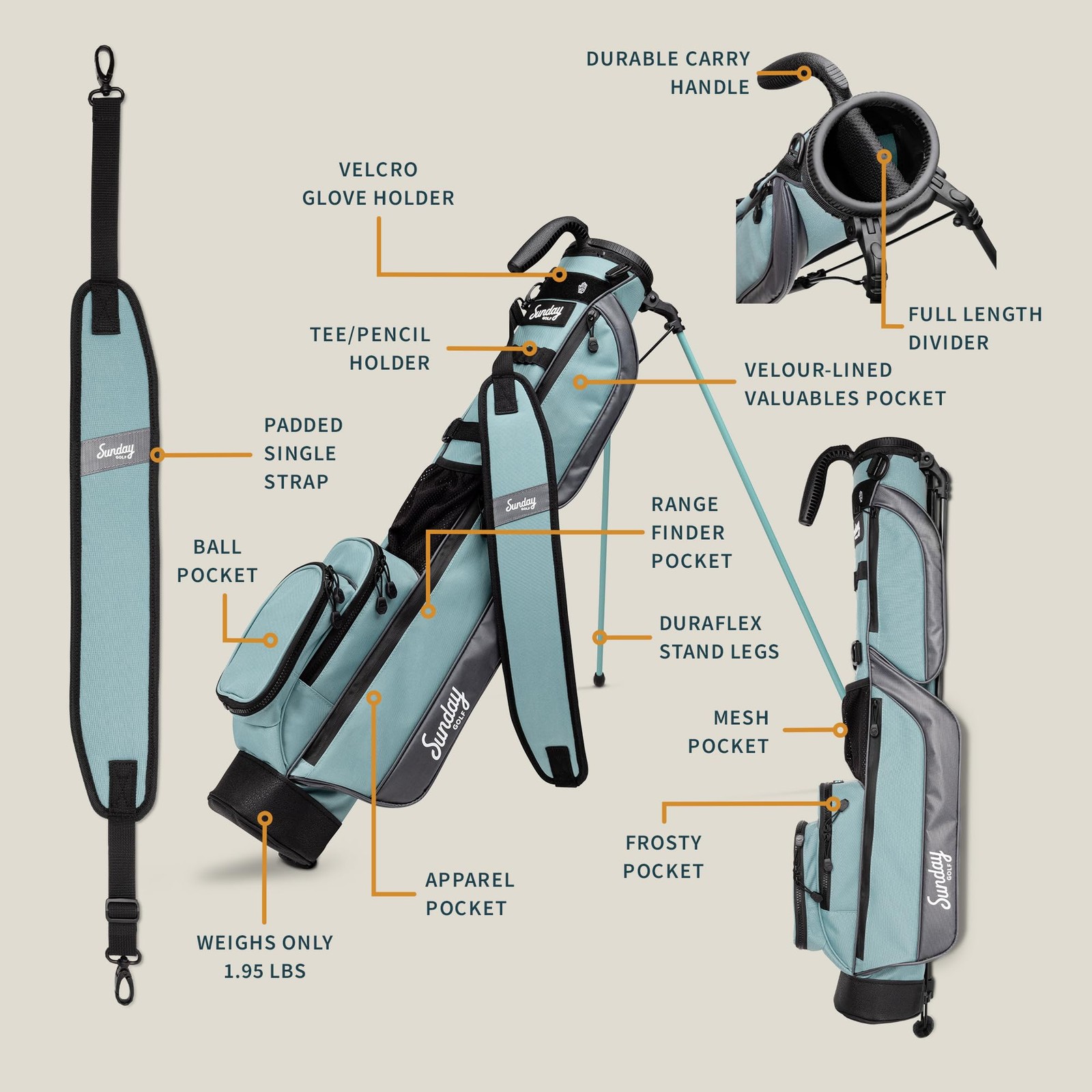 Loma Golf Bag – Lightweight Stand Bag with Strap