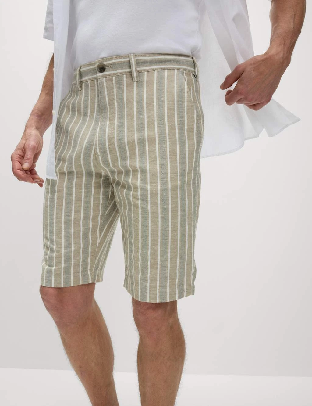 Marks & Spencer Mens Cotton/Linen Chino Shorts in Stone/Khaki - M&S
Opens in a new window or tab
