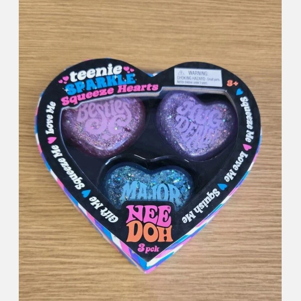 Sealed! Teenie NeeDoh Squeeze Hearts Gift Box 3 Pack Sensory
