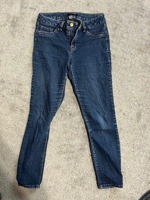Womens D Jeans Skinny 6 Mid Rise Stretch Black Cotton Blend Solid Women