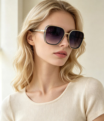 BURBERRY BE4347 56-17-140 Gold Black Double Rim Women Sunglasses