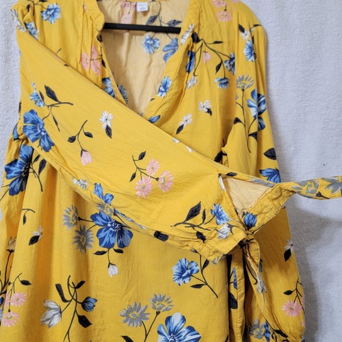 Old Navy Woman's Lightweight Floral-Printed Yellow Blouse XL Officecore Vacation - Picture 5 of 14