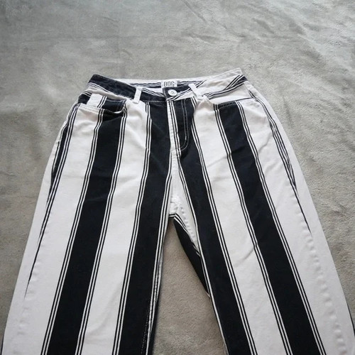Urban Outfitters BDG Mom Jeans Womens W26 High Waisted Black White Stripe Casual - Picture 4 of 15