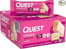 Quest Nutrition Crispy Birthday Cake Protein Bar, 17g Protein, 1g Sugar pack 12