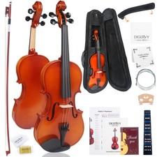 Violin 4/4 Full Size Kit for Beginners, Glossy Violin Fiddle Set for Adults, Stu