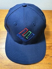 Enron Baseball Hat Navy Blue Embroidered Made In Philippines Metal Clasp ~ MINT