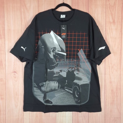 Puma Formula 1 Driver Mens T-Shirt XL Black Noir Cotton Crew Neck Short Sleeve