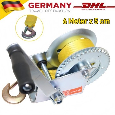 Seilwinde Handseilwinde Bootswinde Anhänger Tasche mit Gurtband 550kg 1200lbs 6M