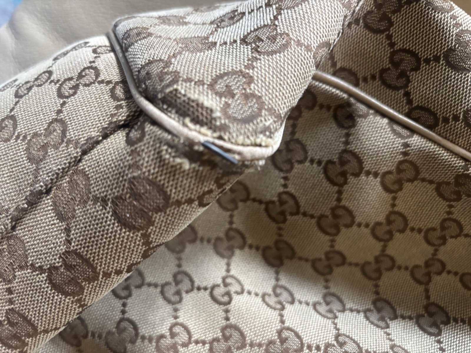 Gucci Sukey GG Satchel/Top Handle Bag Medium Light Brown Canvas image 7