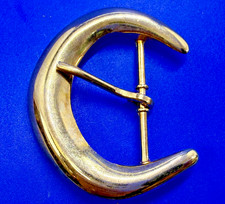 Crescent C Shaped Single Prong Replacement Large Gold Color Vintage Belt Buckle