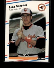1988 Fleer #560 - Rene Gonzales - Baltimore Orioles Baseball Rookie Card RC. rookie card picture