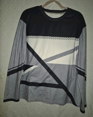 Exclusive XXL Womens Long Sleeve Blouse Gray White Black Nice Design EUC