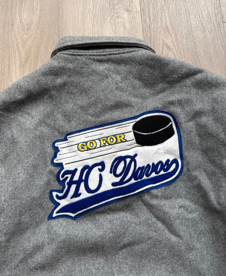 Vintage 90s HC Davos Wool Jacket Hockey Bomber - Image 3 of 4