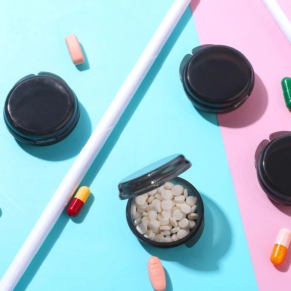 5PCS Small Pill Box,Travel Round Pill Case,Portable Pill Container Holder