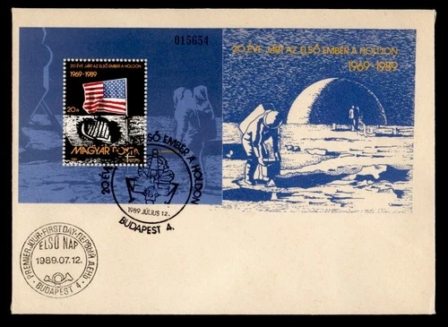 DR WHO 1989 HUNGARY FDC SPACE MOON LANDING ANIV S/S M74856