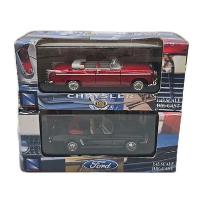 Vintage NewRay 1:43 Die-Cast Car Bundle 1955 Chrysler C-300 & Ford Mustang Set
