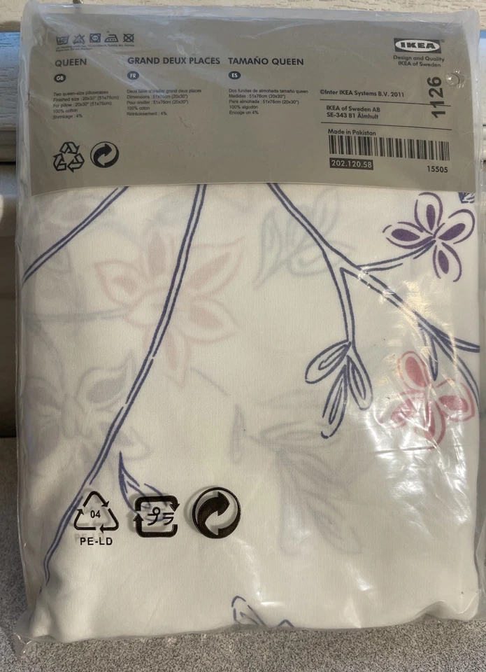 IKEA. 2  Skoghall Abstract Floral Pattern Queen Pillowcases. 500 Thread. NEW. Foto 2 de 4