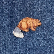 Beaver Applique Patch - Cute Embroidered Animal Badge 2.5" (Iron On)