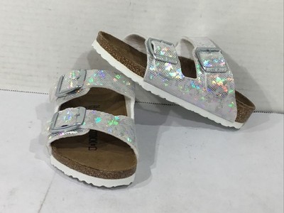 Birkenstock Toddler Size 8 EU 26 Narrow Arizona Silver Hologram Sandals Y23-726