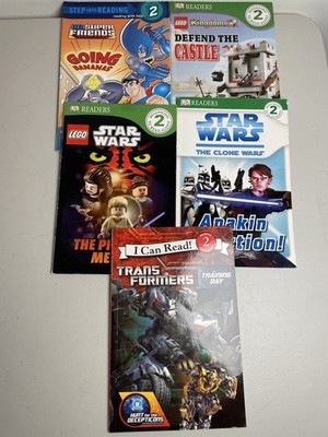 Lot of 5 Beginner Readers Star Wars Lego Transformers DC Super friends Level 2