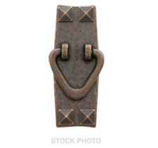 Stickley Style Arts/Crafts Vertical Pull, "V" Shape Ring Hammered Antique Copper