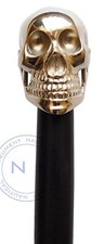 Vintage Walking Stick Solid Brass Designer Skull Head Handle Style Wooden Cane