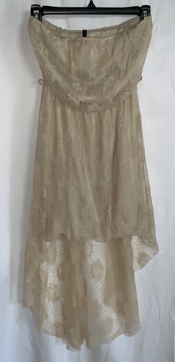 Love Culture Strapless Lined Dress Size Small Ivory with Floral Lace