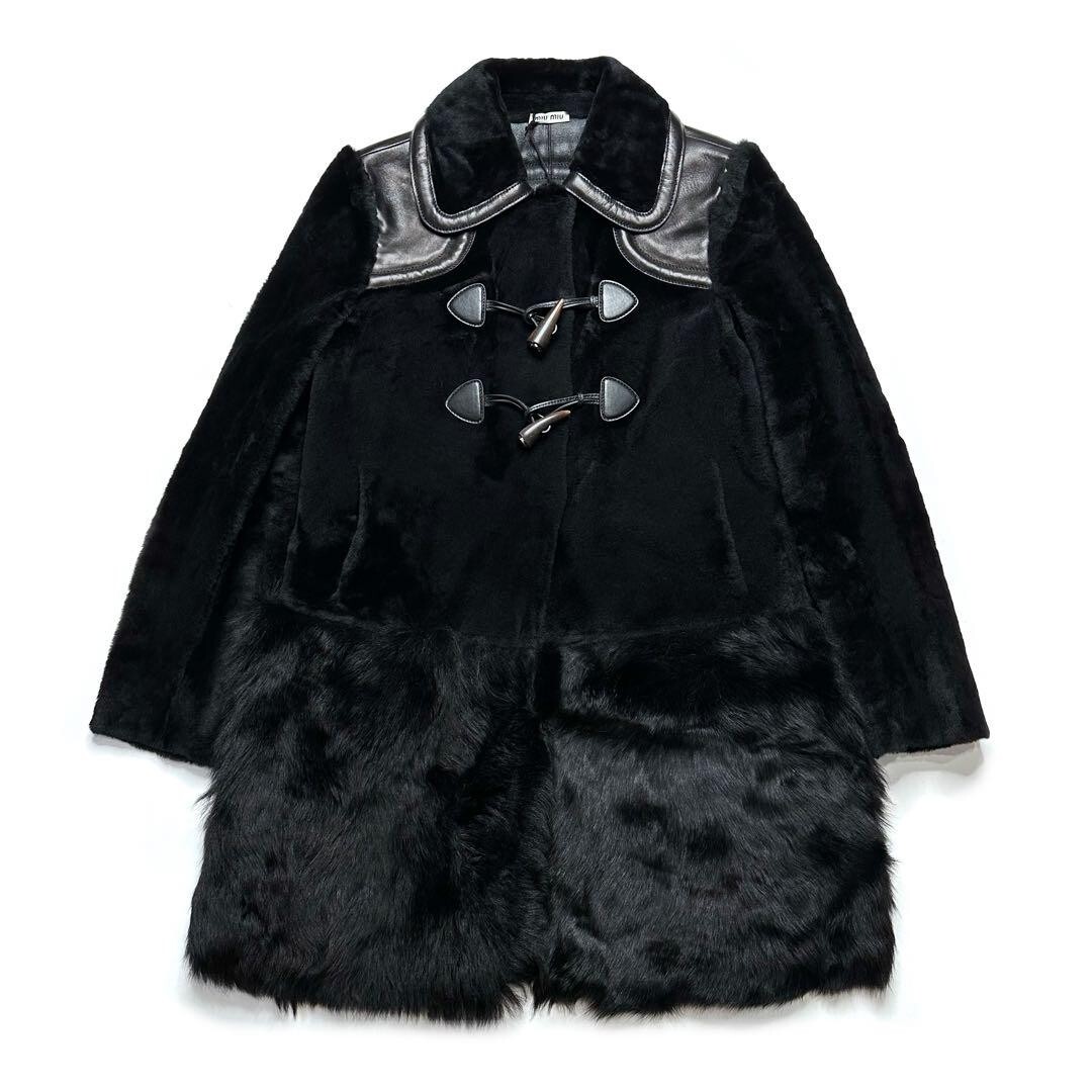 MIU MIU 14SS Fur Mouton Duffle Coat Black Size 38 Women's | eBay