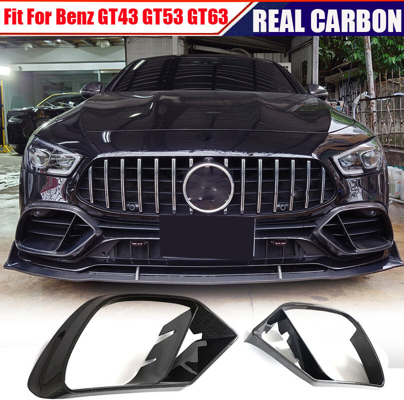 Fits Benz GT43 GT53 GT63 REAL CARBON Front Bumper Fins Air Vent