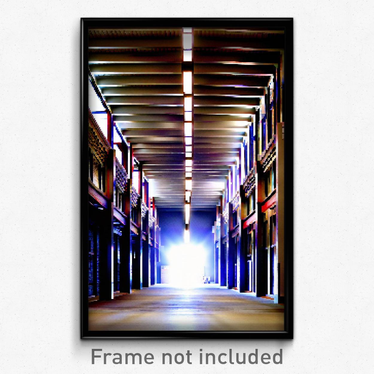 8 Bit Psychedelic Pixel Art Poster - Stylish Warehouse Video Game Print